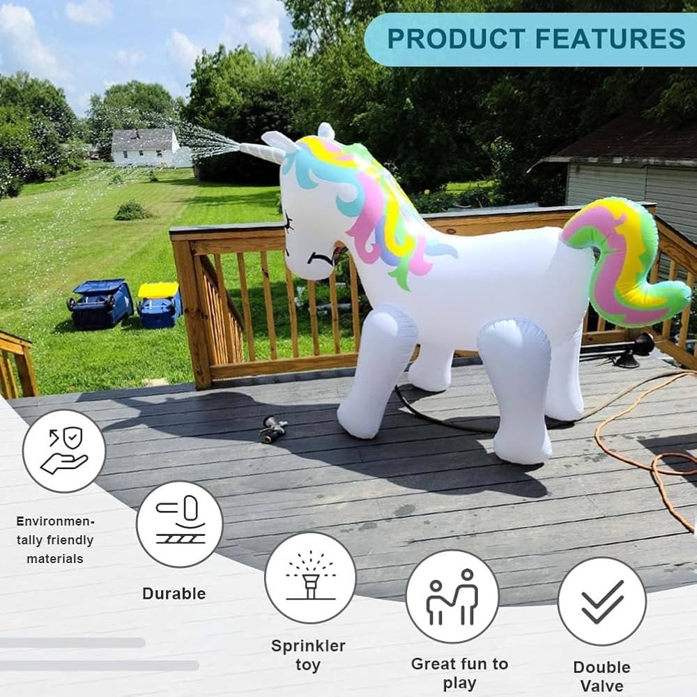 Oppustlige enhjørning m. sprinkler