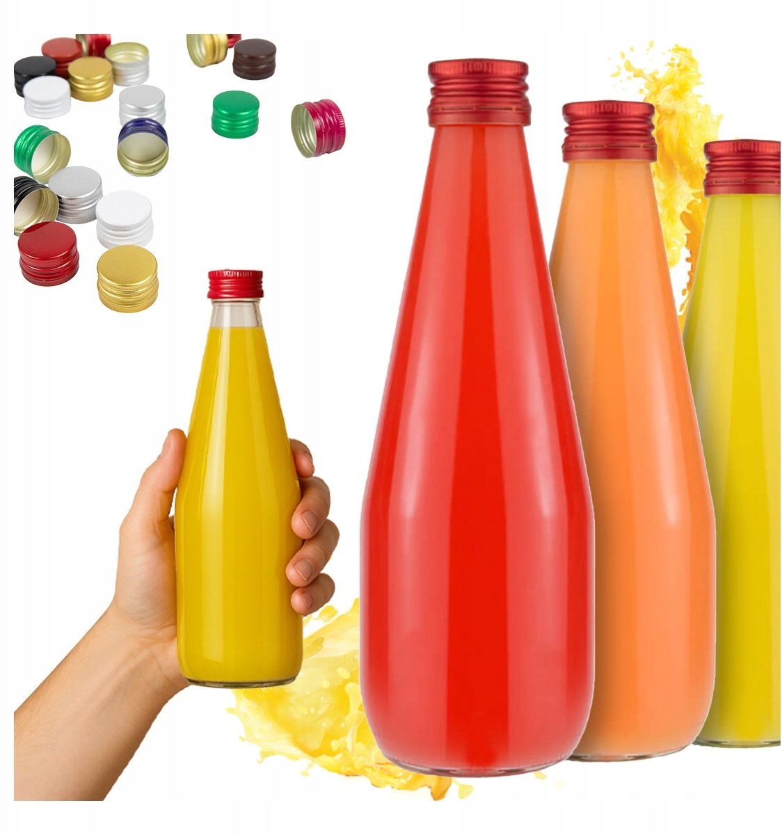 50x BUTELKI SZKLANE KROPLA 330ml + ZAKRĘTKA BUTELKA NA SOK SYROP SOCZEK