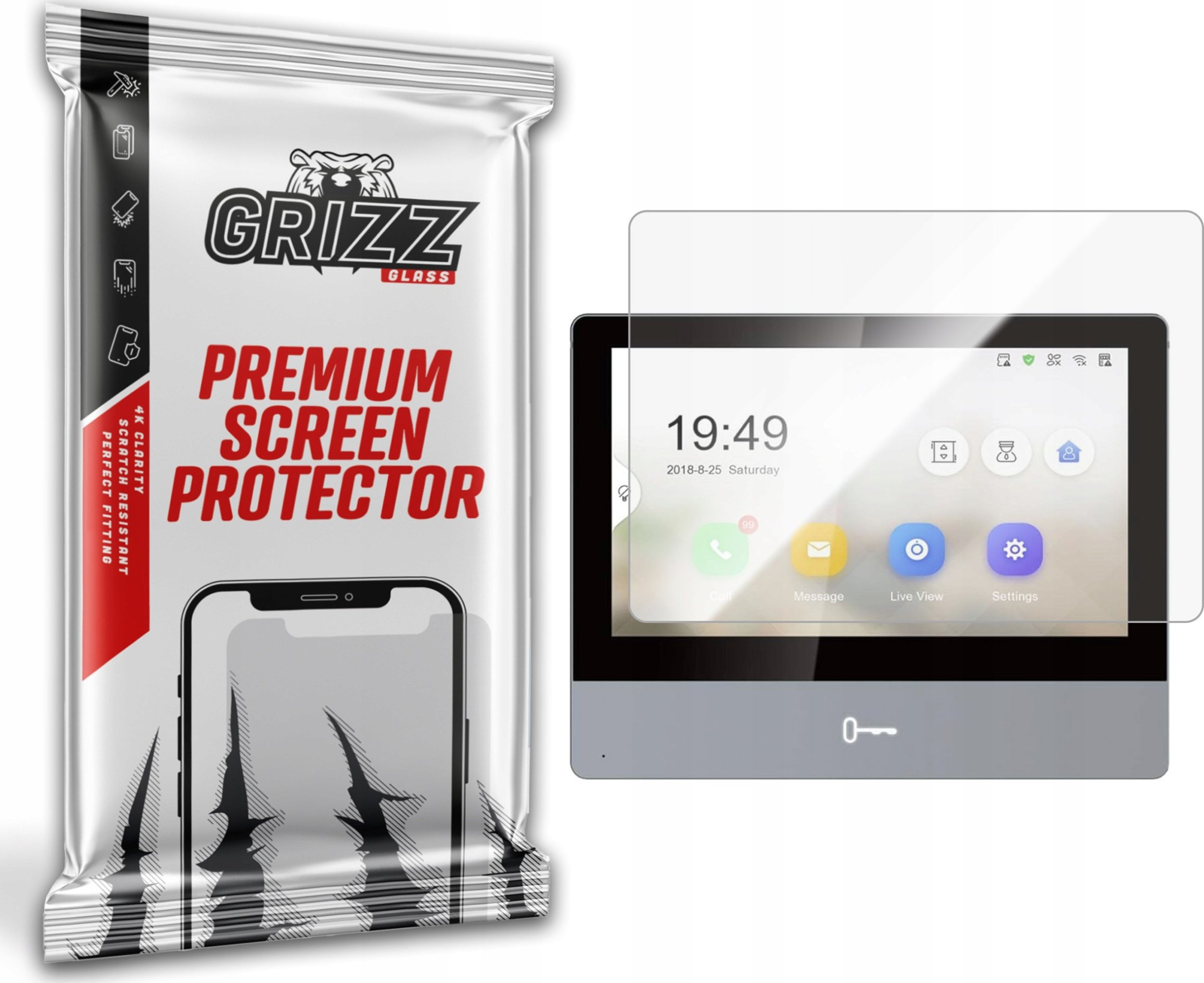 GrizzGlass Folia ceramiczna GrizzGlass CeramicFilm do wideodomofonu HIKVISION DS-KIS703-P/KIT-D2-PL703 7"