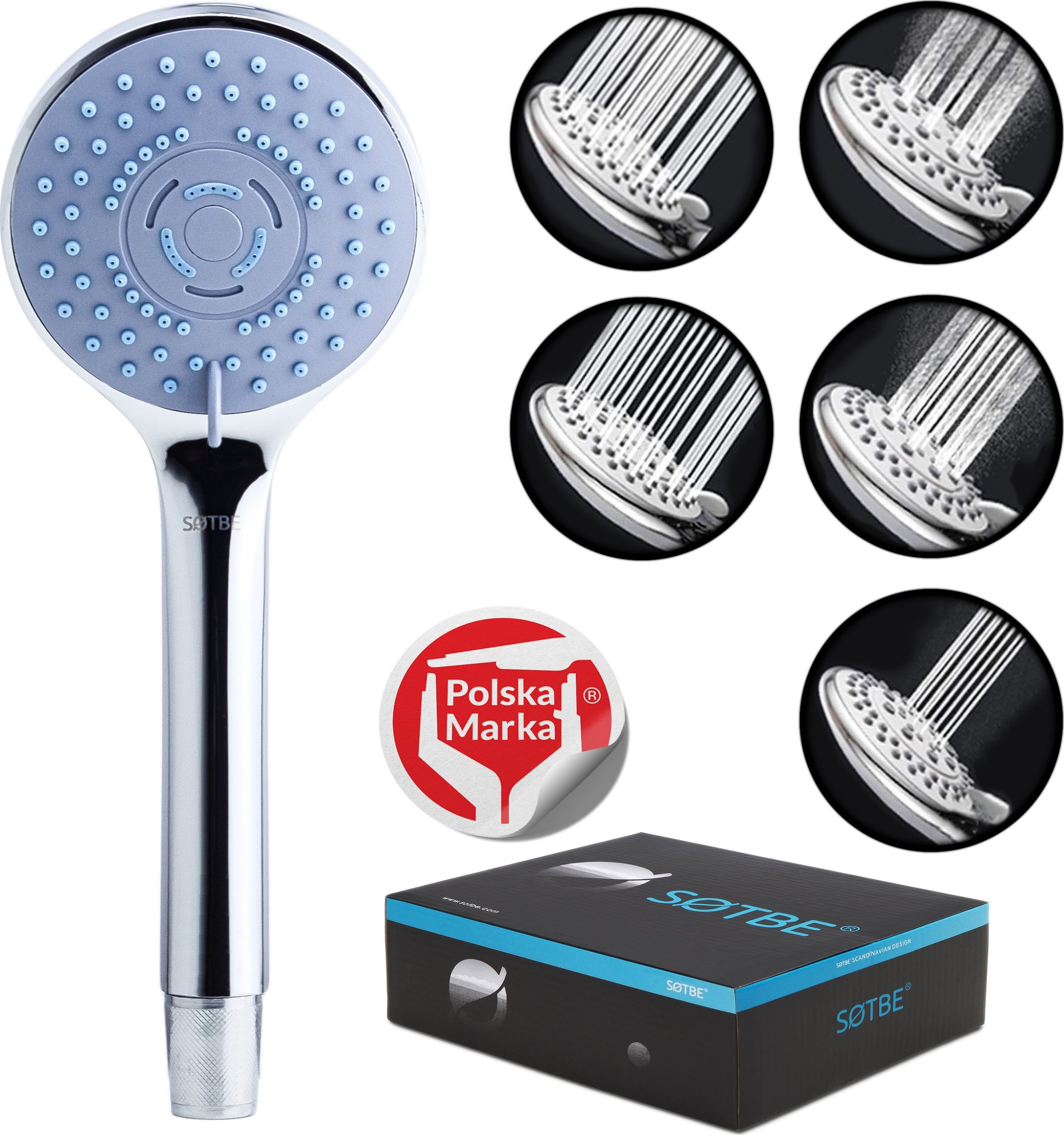 Słuchawka prysznicowa Sotbe SOTBE LARK BLA Słuchawka prysznicowa 5 zakresowa