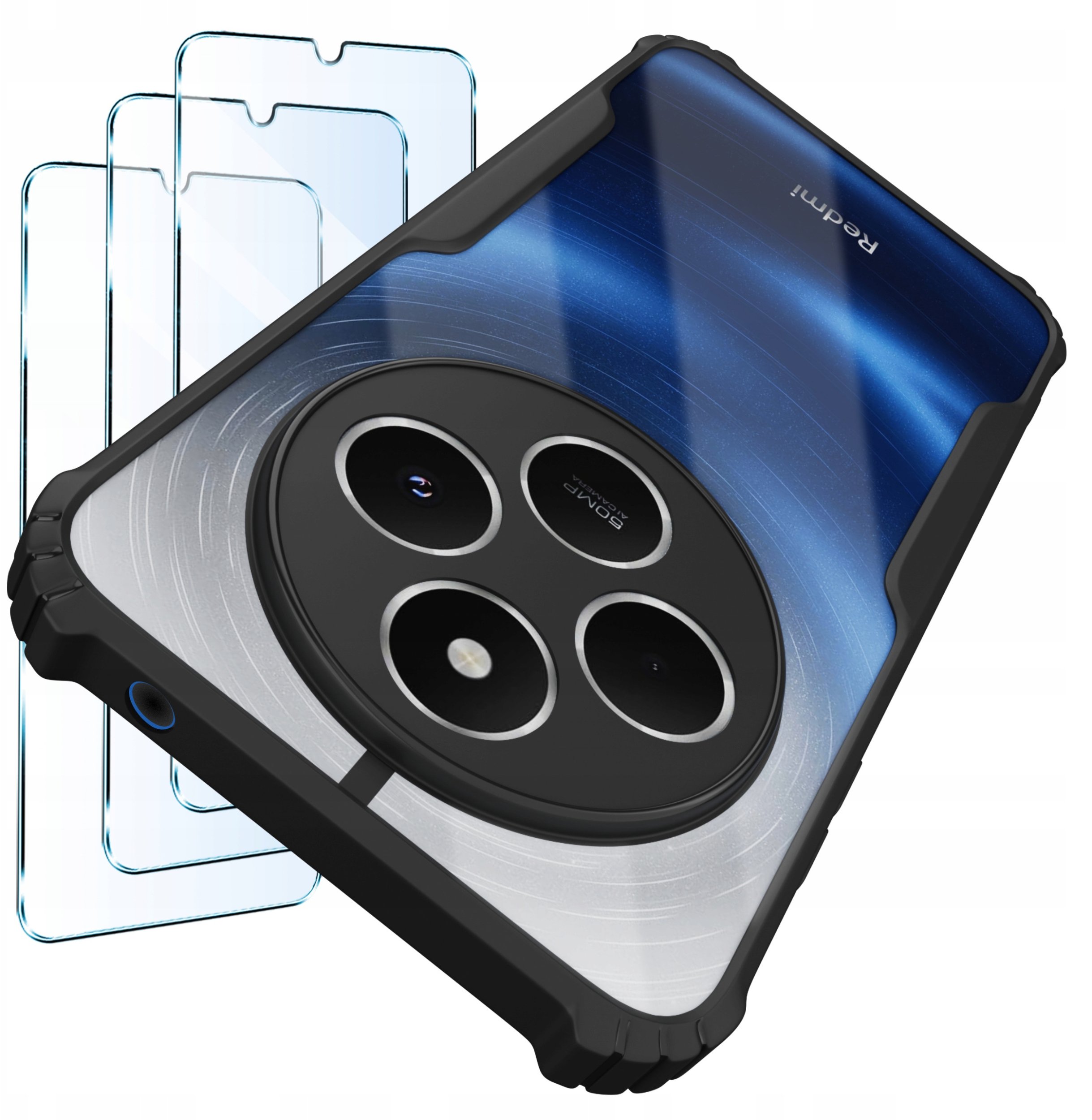 Etui do Xiaomi Redmi 14C |Pancerne Przeźroczyste Silikonowe|zestaw 3x szkło