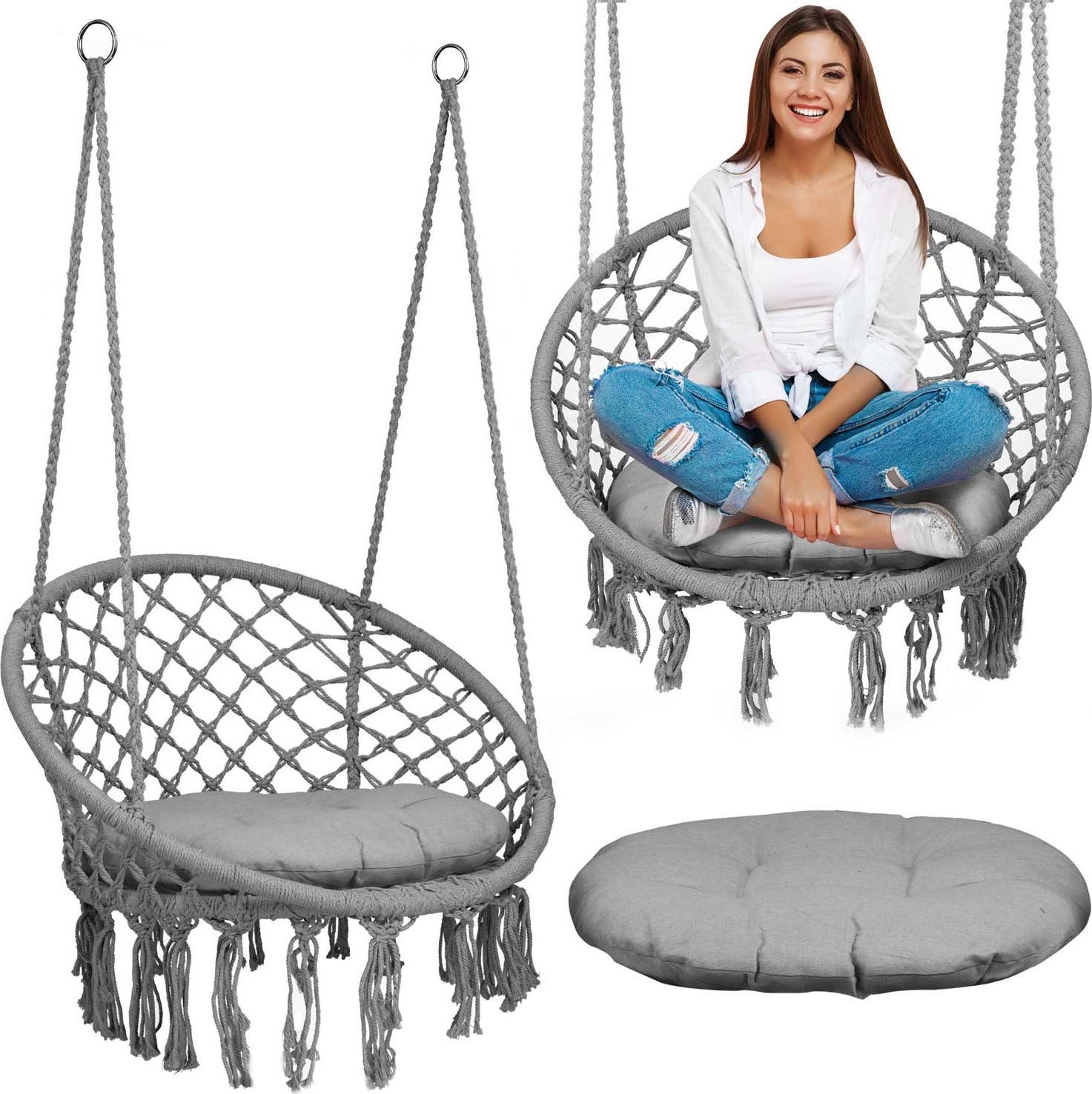 Sofotel Fotel ogrodowy wiszący huśtawka Boho szary + poduszka