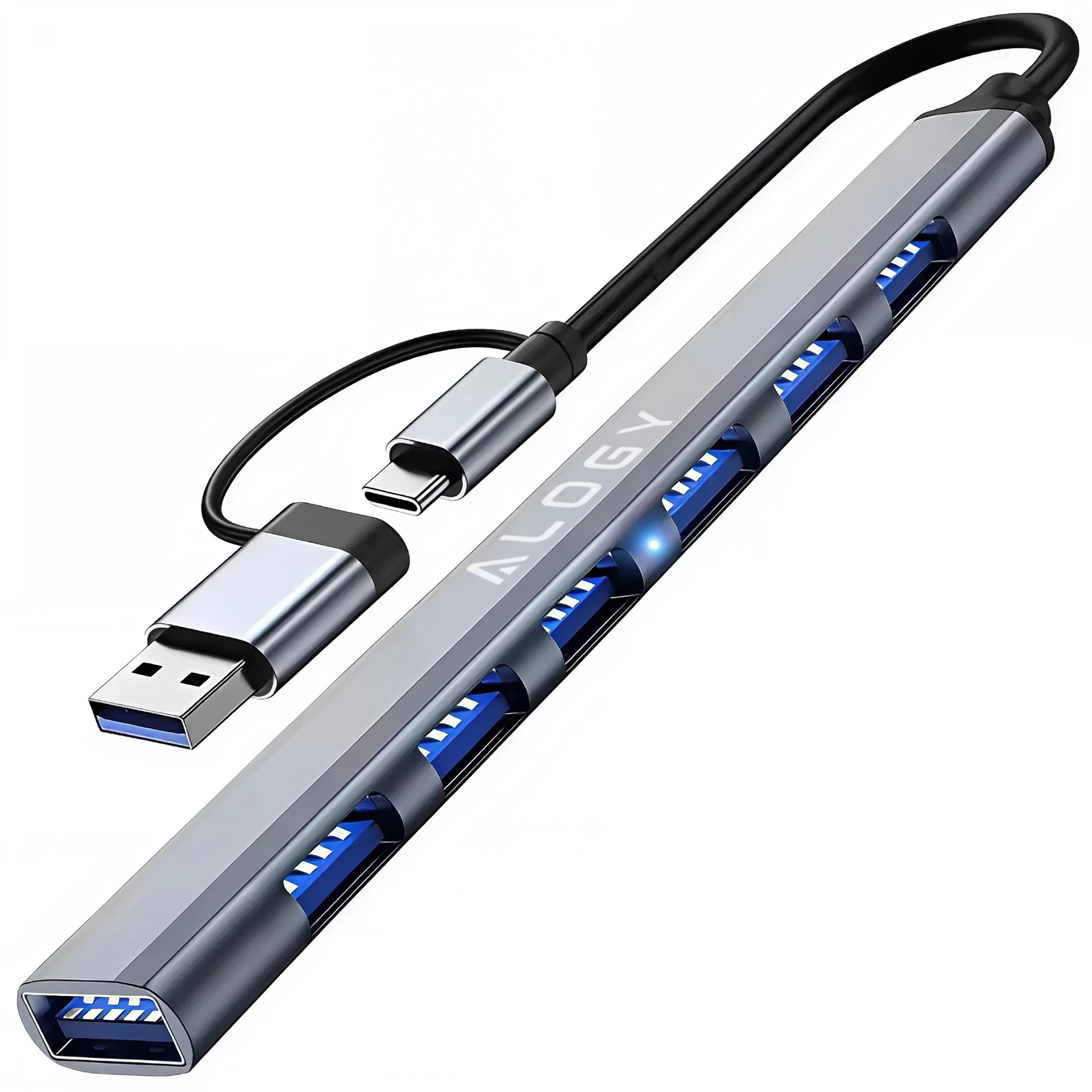 Hub 7w1 USB-C z USB 3.0 do 7x USB-A (1x3.0 + 6x2.0) Alogy MultiHub Do Notebooka Laptopa