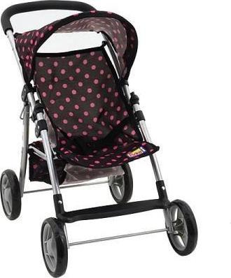 Adar Wózek spacerowy dla lalek czarny w różowe kropki 533875 ADAR