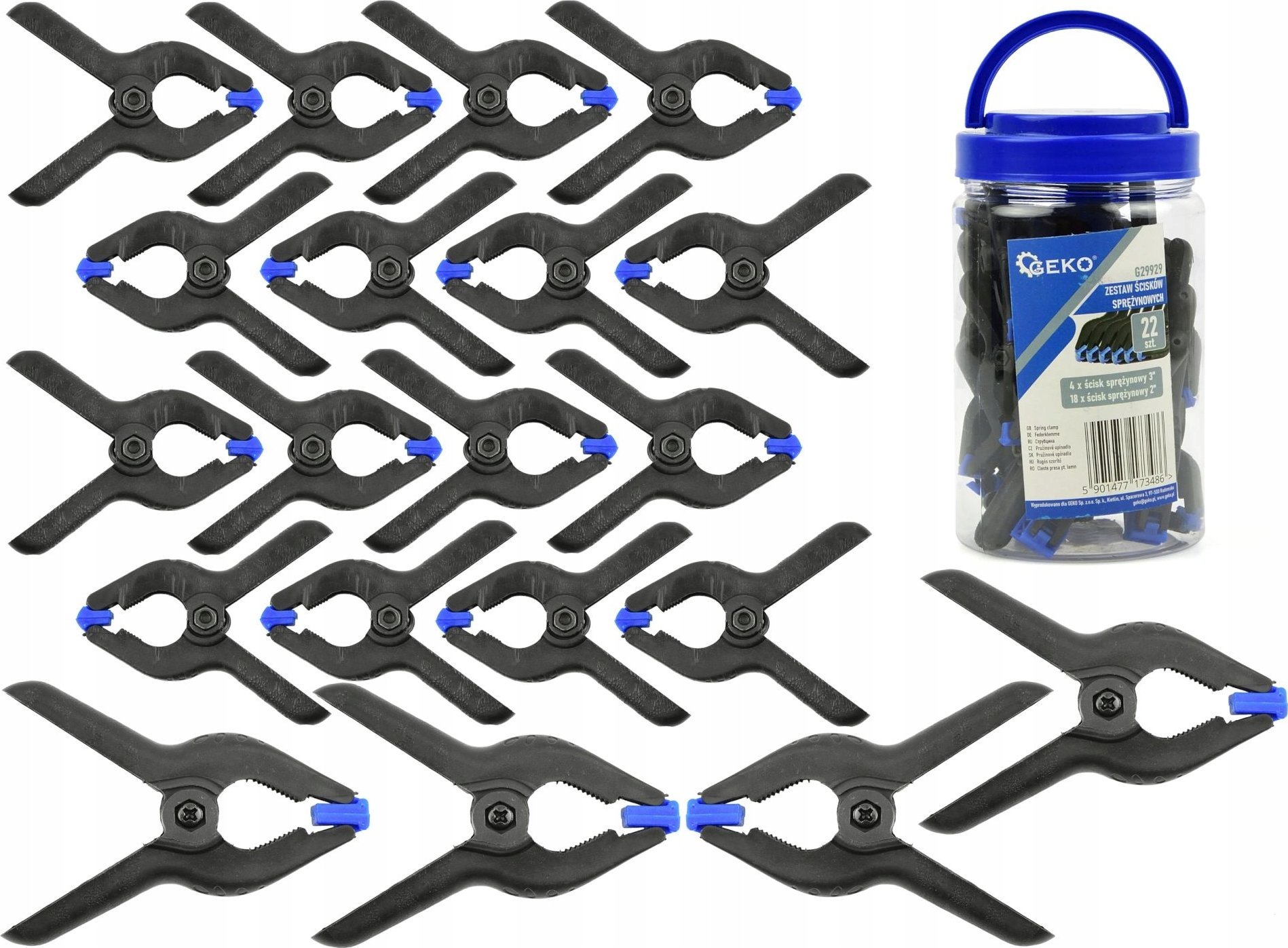 Geko Zestaw ścisków sprężynowych 22el. (24)