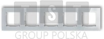 15-0-IRSZ-5 ICON Ramka uniwersalna pięciokrotna zaokrąglona - efekt szkła (ramka: szara spód: biały) 15-0-IRSZ-5