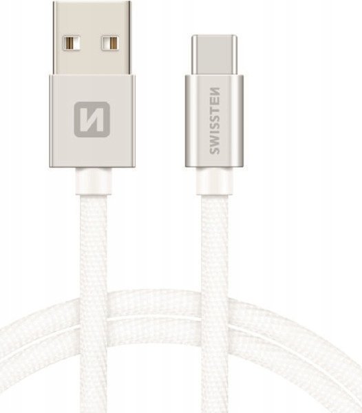 Kabel USB Swissten USB-A - USB-C 1.2 m Biały (SW-QU-TYPC-3.1-1.2m-SI)