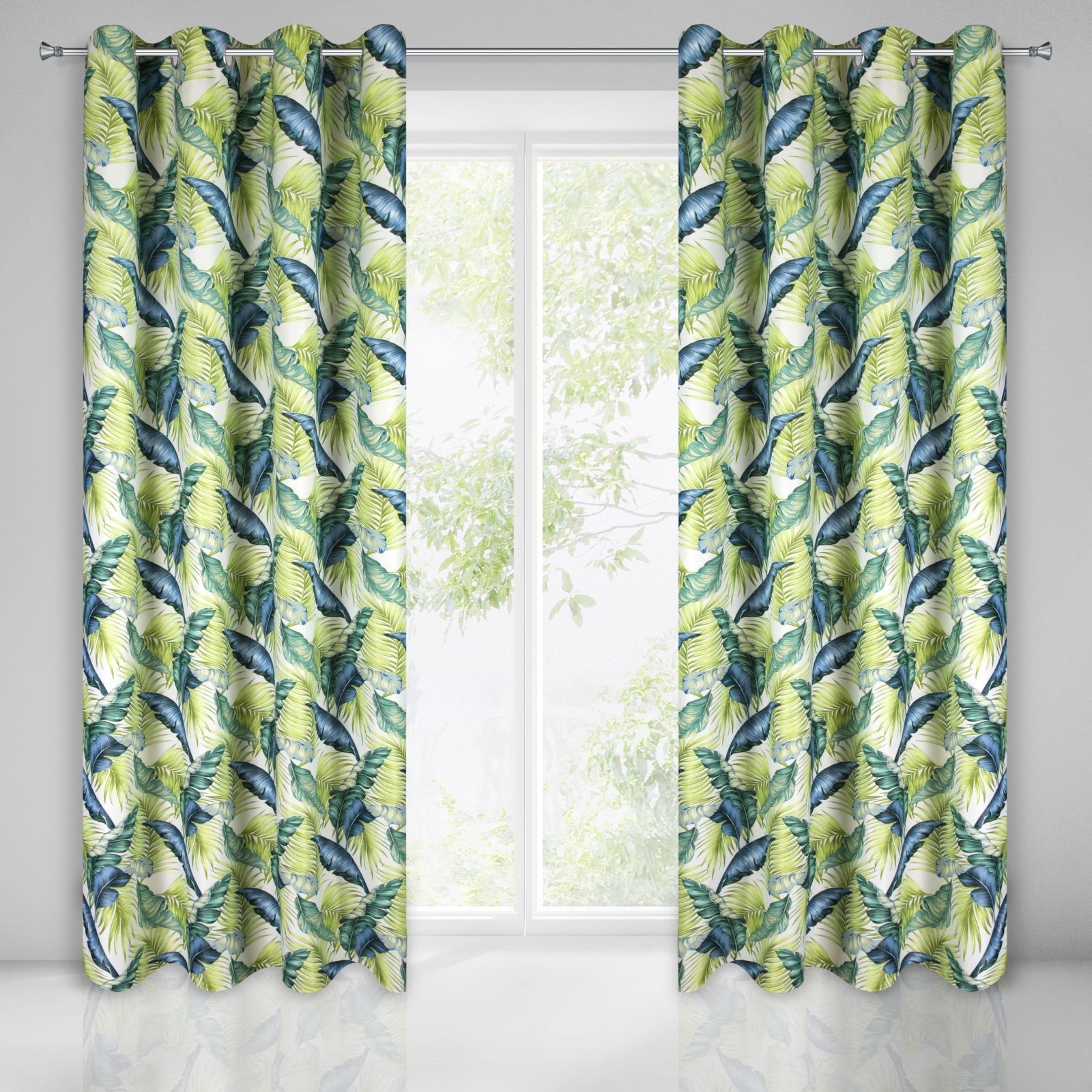 Eurofirany Zasłona zaciemniająca HONDURAS z nadrukiem tropikalnych liści 140X250 PRZEL