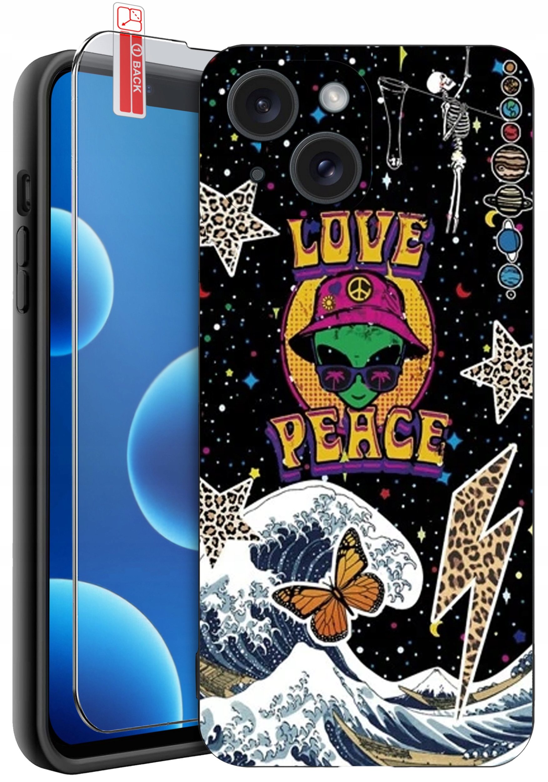 ETUI do iPhone 13 | 14 | WZORY | SILIKONOWE MATT CASE + SZKŁO 9H