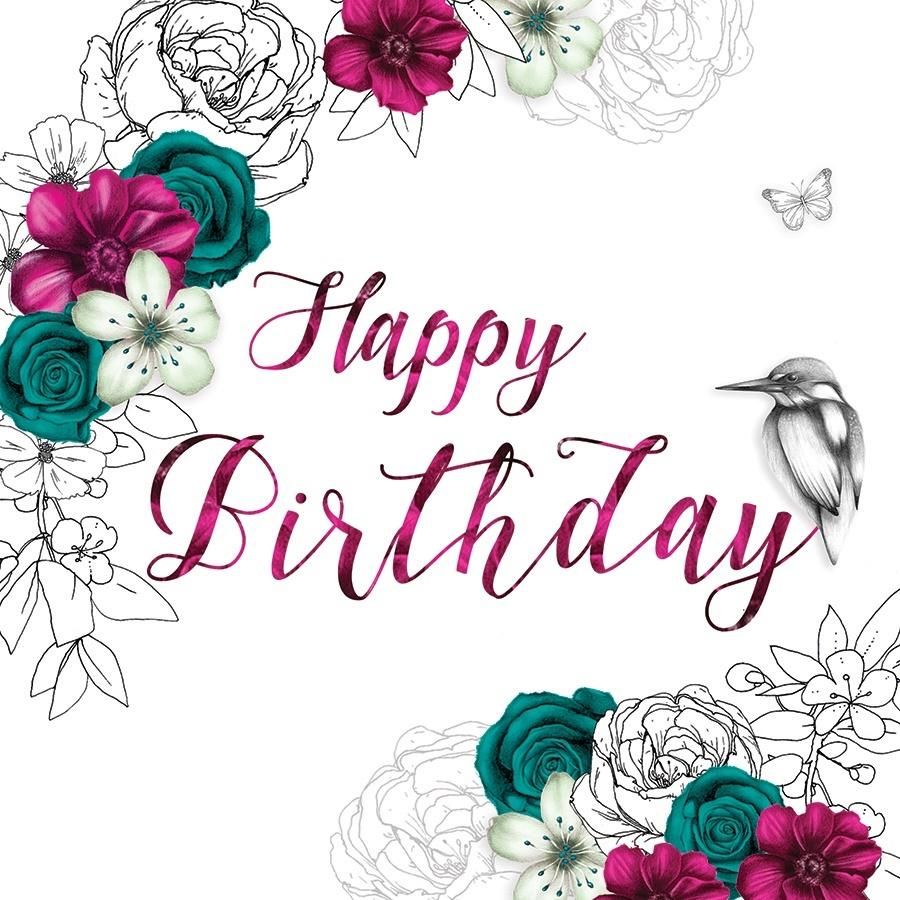 Clear Creation Karnet urodzinowy Swarovski kwadrat kwiaty (CL1406)