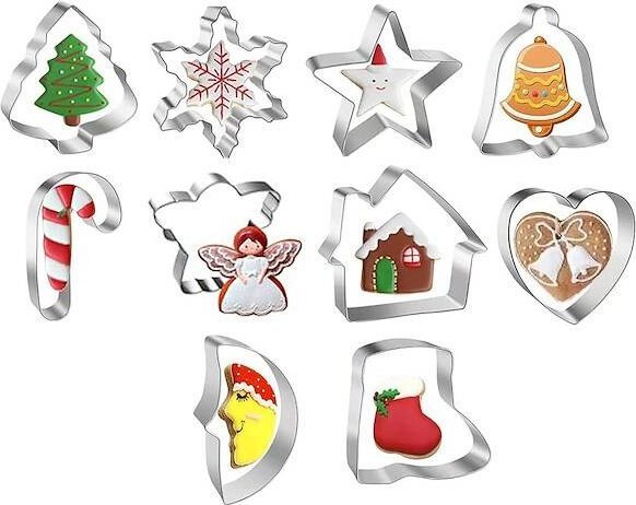 Springos Metalowe foremki do ciastek świątecznych 10 szt. wykrawacze do pierników UNIWERSALNY