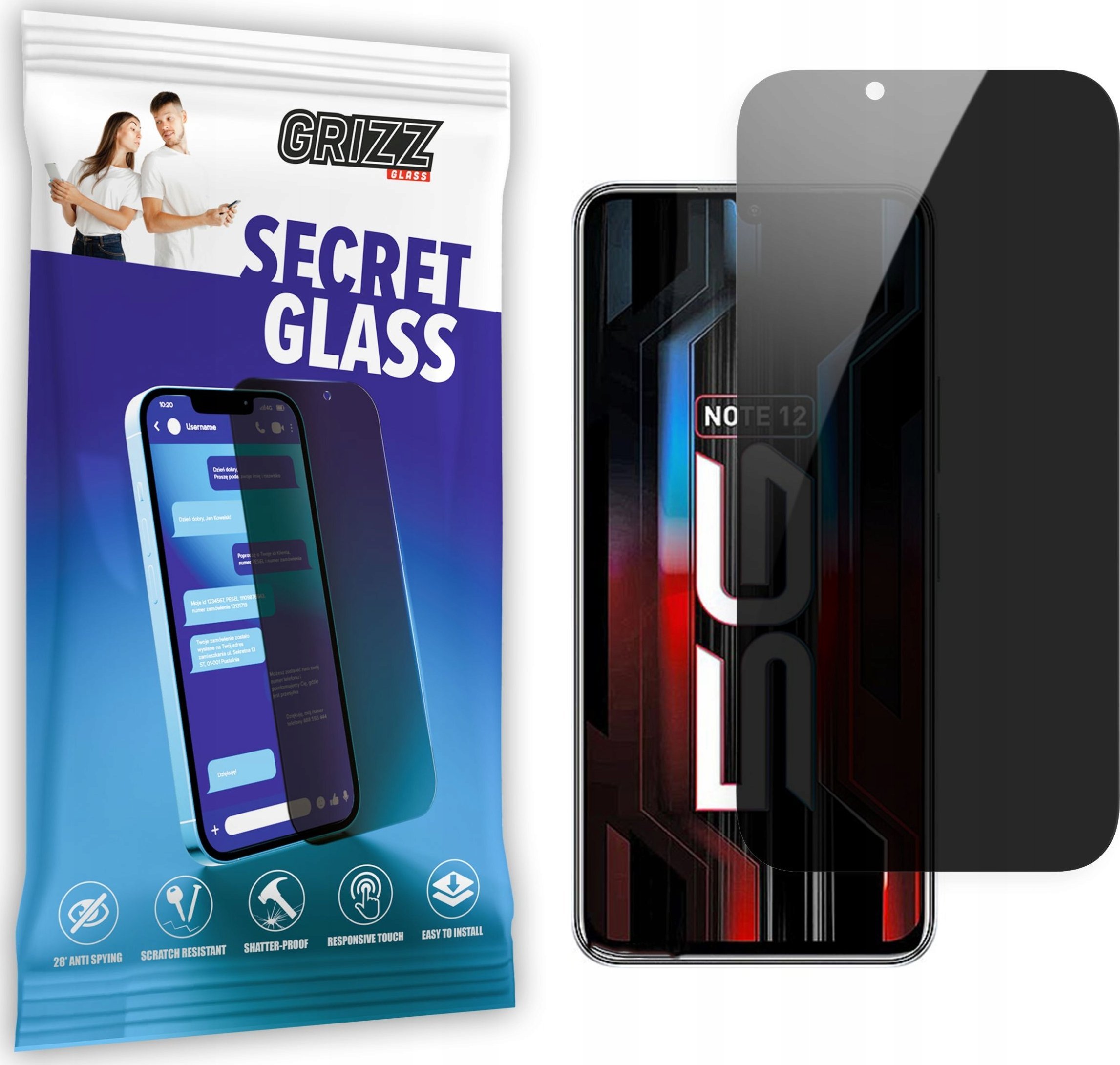 GrizzGlass Szkło prywatyzujące GrizzGlass SecretGlass do Infinix Note 12 5G