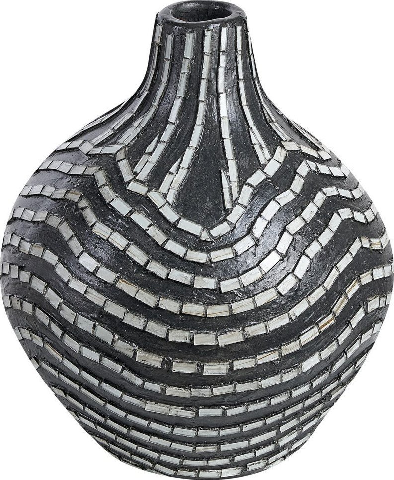 Beliani Wazon dekoracyjny z terakoty 35 cm czarno-biały KUALU