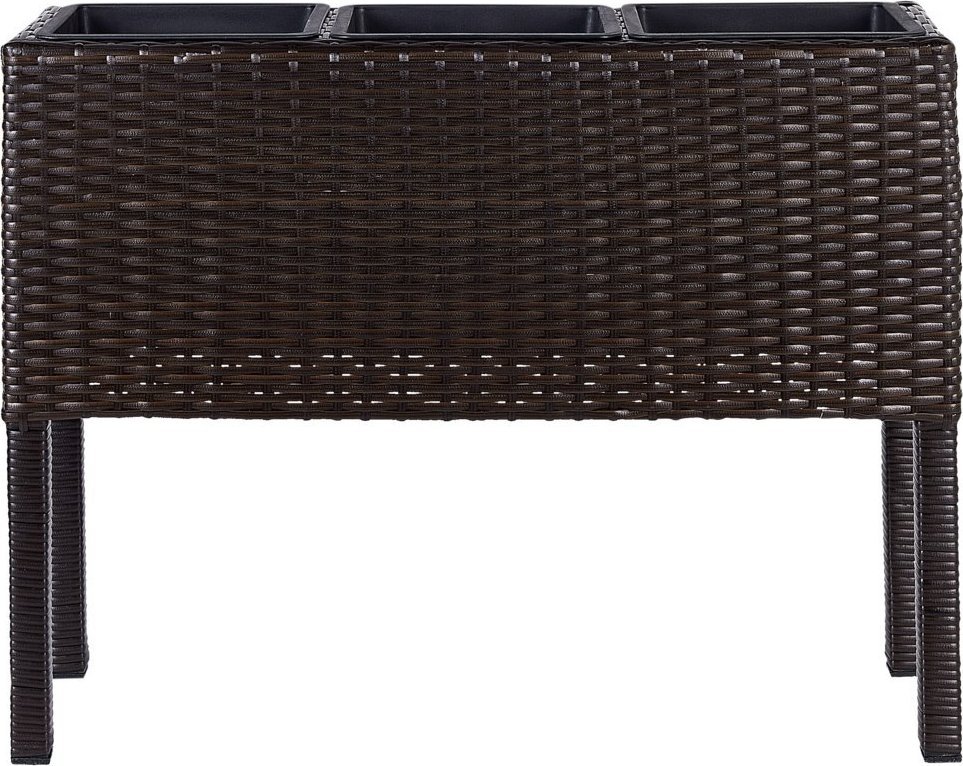 Beliani Donica kwietnik z technorattanu brązowa CARAGANA