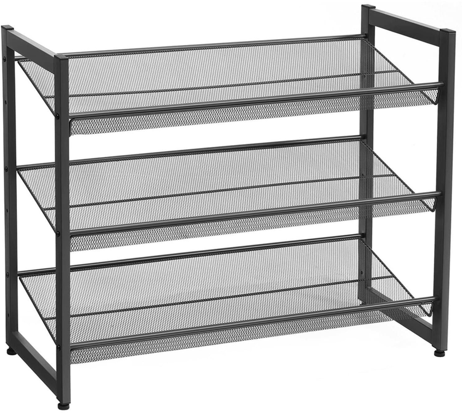 Regał na buty czarny metalowy industrialny 3 półki 7430,762,8 cm