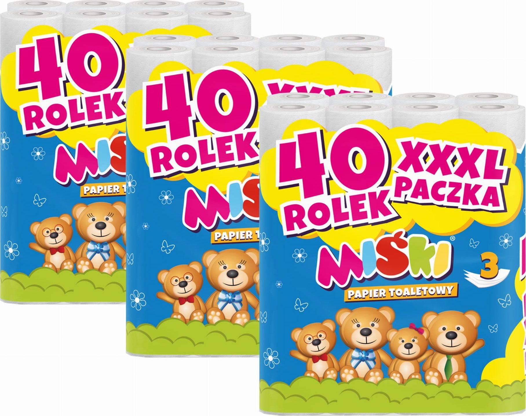 Miśki Papier toaletowy 40R MIŚKI 3W - 120 Rolek