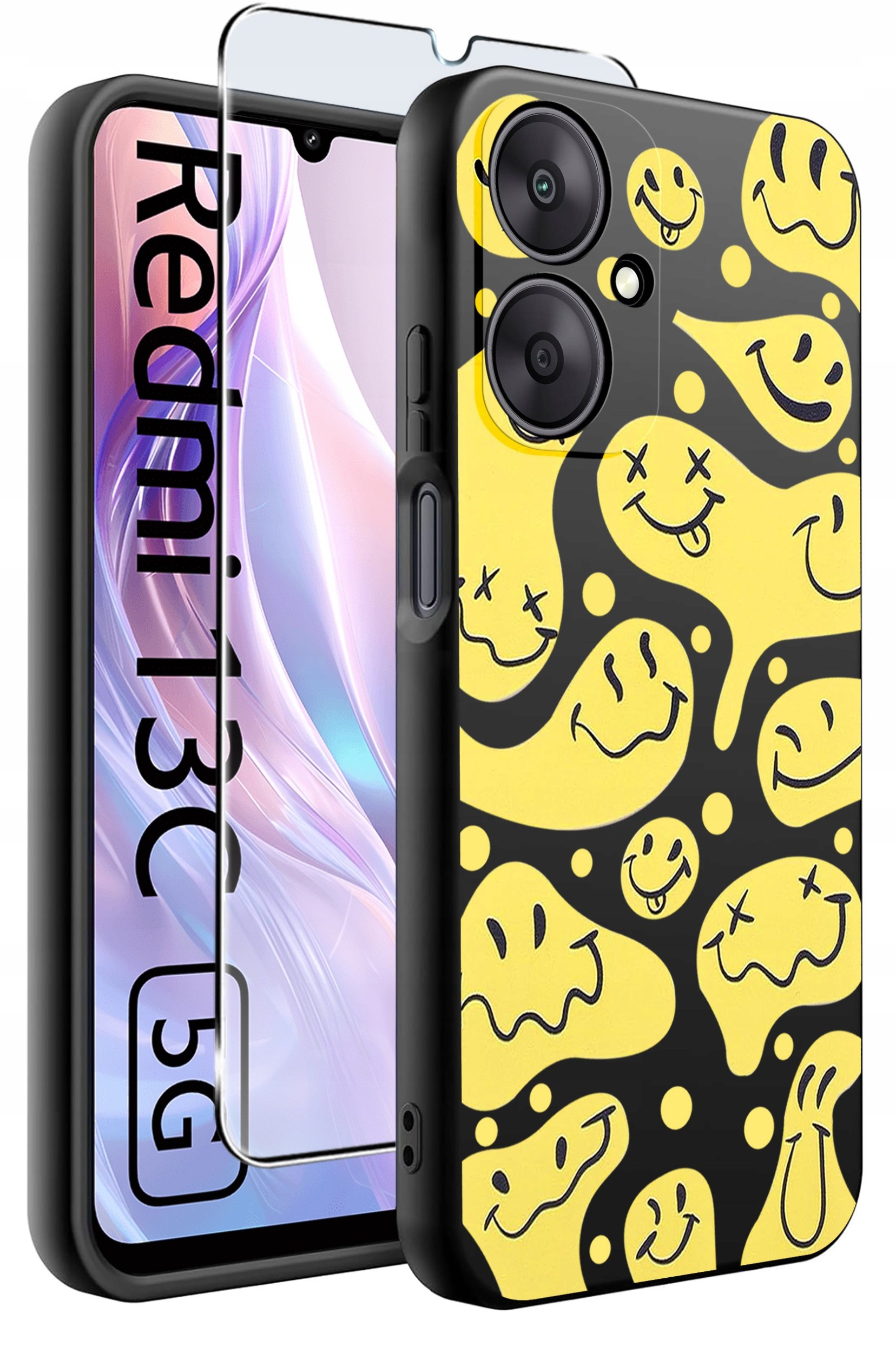 ETUI do Xiaomi Redmi 13C 5G WZORY |SILIKONOWE MATT CASE +SZKŁO HARTOWANE 9H