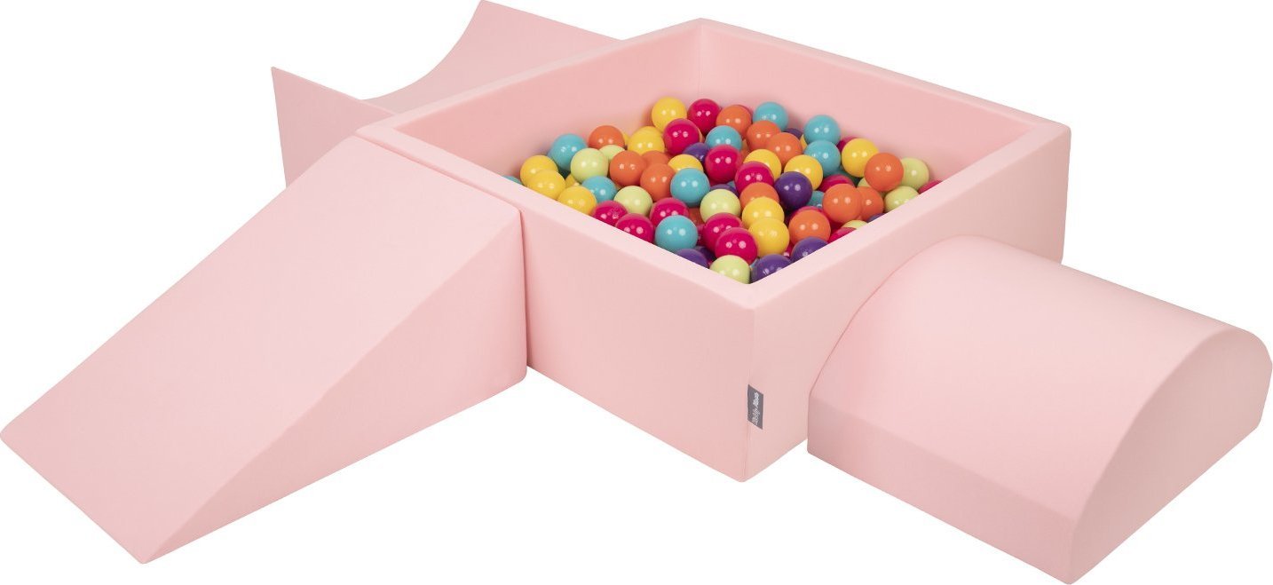 KiddyMoon KiddyMoon Piankowy plac zabaw PPZP-KW30D-114 z piłeczkami różowy: jasny zielony-żółty-turkus-pomarańcz-ciemny róż-fiolet basen 300/klin L/ra