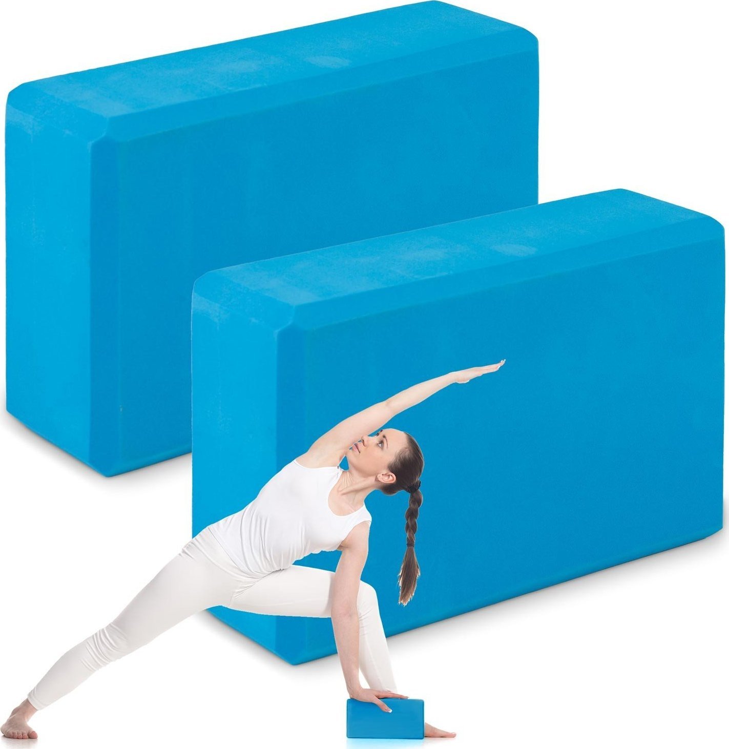 Neo-Sport Kostka piankowa do jogi - zestaw 2 sztuki NS-962 niebieska