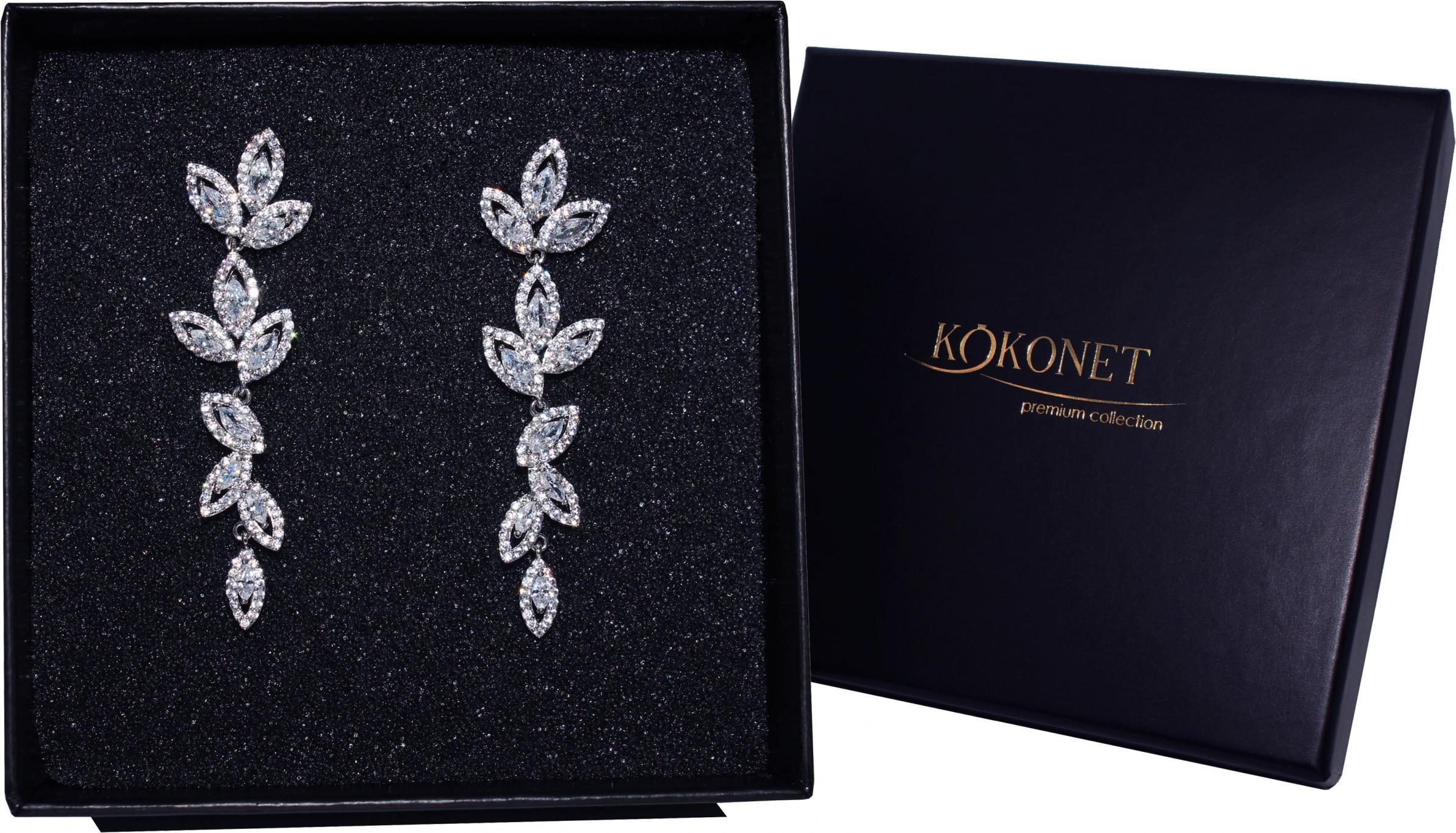 KOKONET Kolczyki ślubne srebrne lekkie DŁUGIE WISZĄCE glam