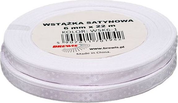 BREWIS Wstążka satynowa BREWIS kropki 6mm/22m kolor 1 Brewis