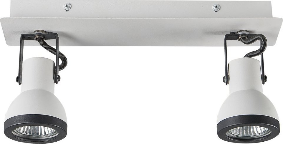 Lampa sufitowa Beliani Lampa sufitowa 2-punktowa prostokątna metalowa biała z czarnym BARO!