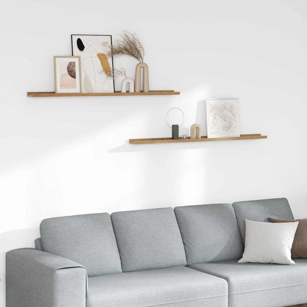 vidaXL Półki ścienne z półką 2 pcs Brązowy 115 x 9 x 3 cm