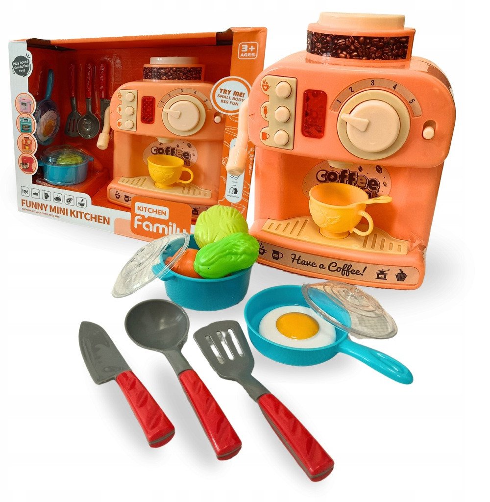 Ekspres do kawy dla dzieci z akcesoriami zestaw kuchenny z dźwiękiem gra