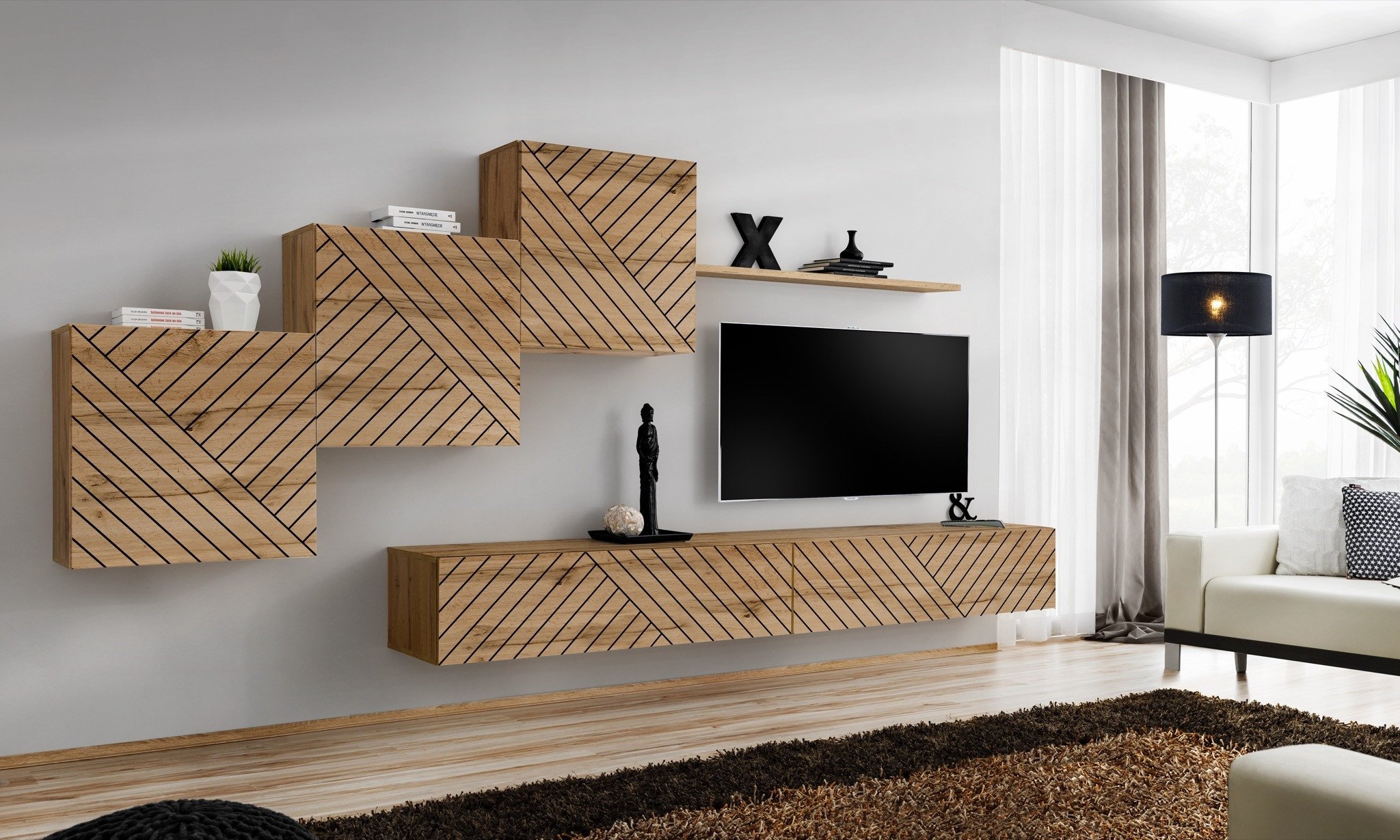 Meblościanka SWITCH LAMEL X dąb wotan ASM Meble