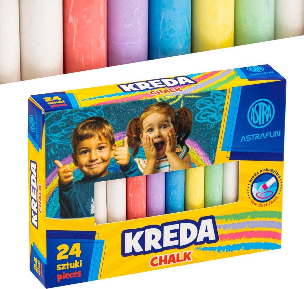 Astra Kreda tablicowa szkolna kolorowa miękka niskopyląca 24szt ASTRA