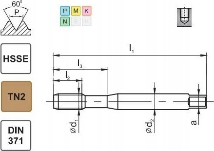 Fanar GWINTOWNIK M 7 DIN-371C R40 (6H) HSSE TN 800X