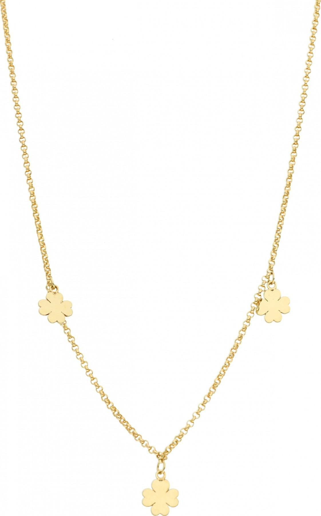 Rosanto Złoty potrójny naszyjnik z koniczynkami 42 cm 585