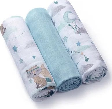 BabyOno 397/12 PIELUSZKI BAMBUSOWE 3SZT NIEBIESKI