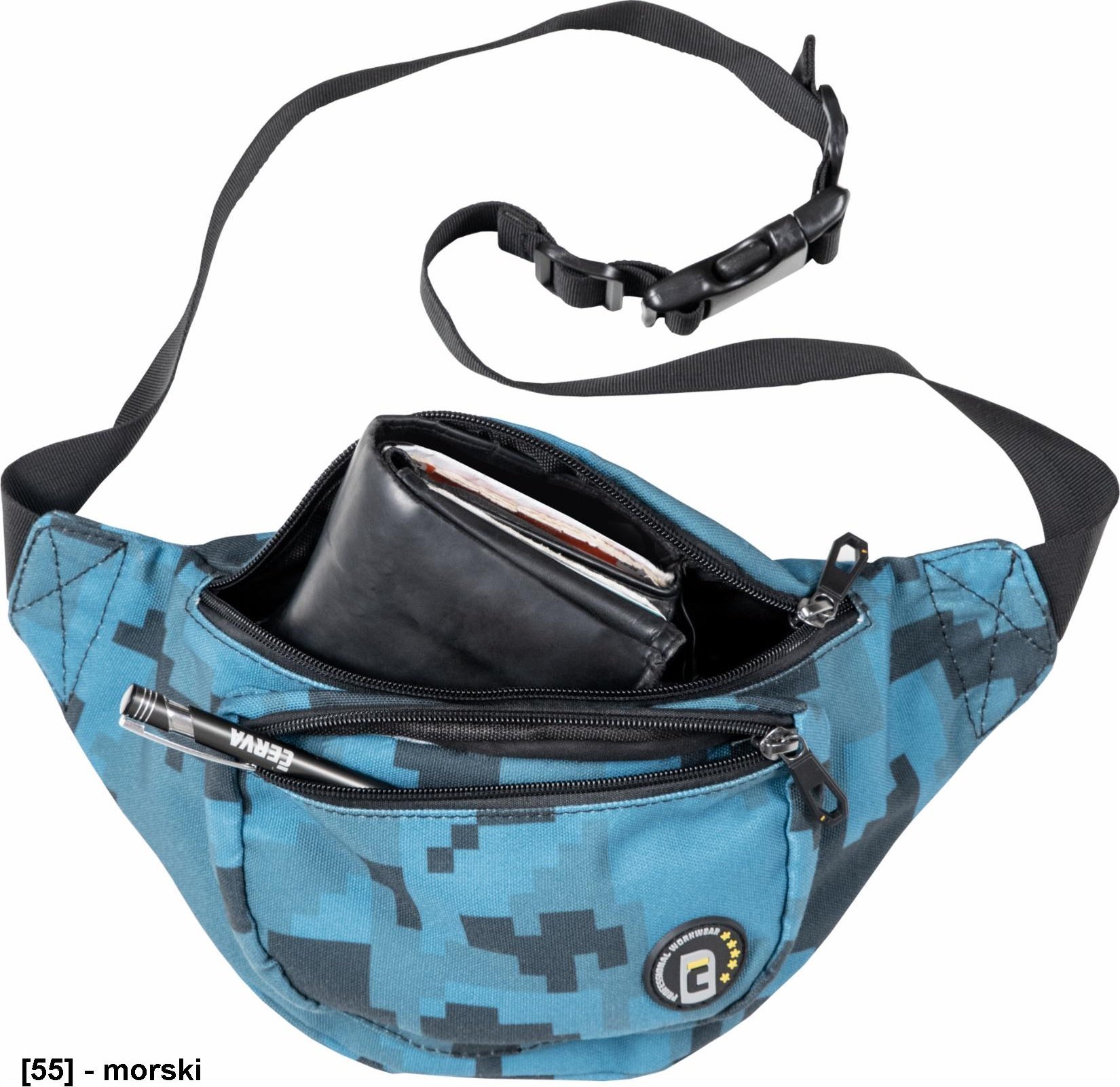 CERVA NEURUM torba-nerka - atrakcyjna torba na talię z trzema przegródkami - morski.