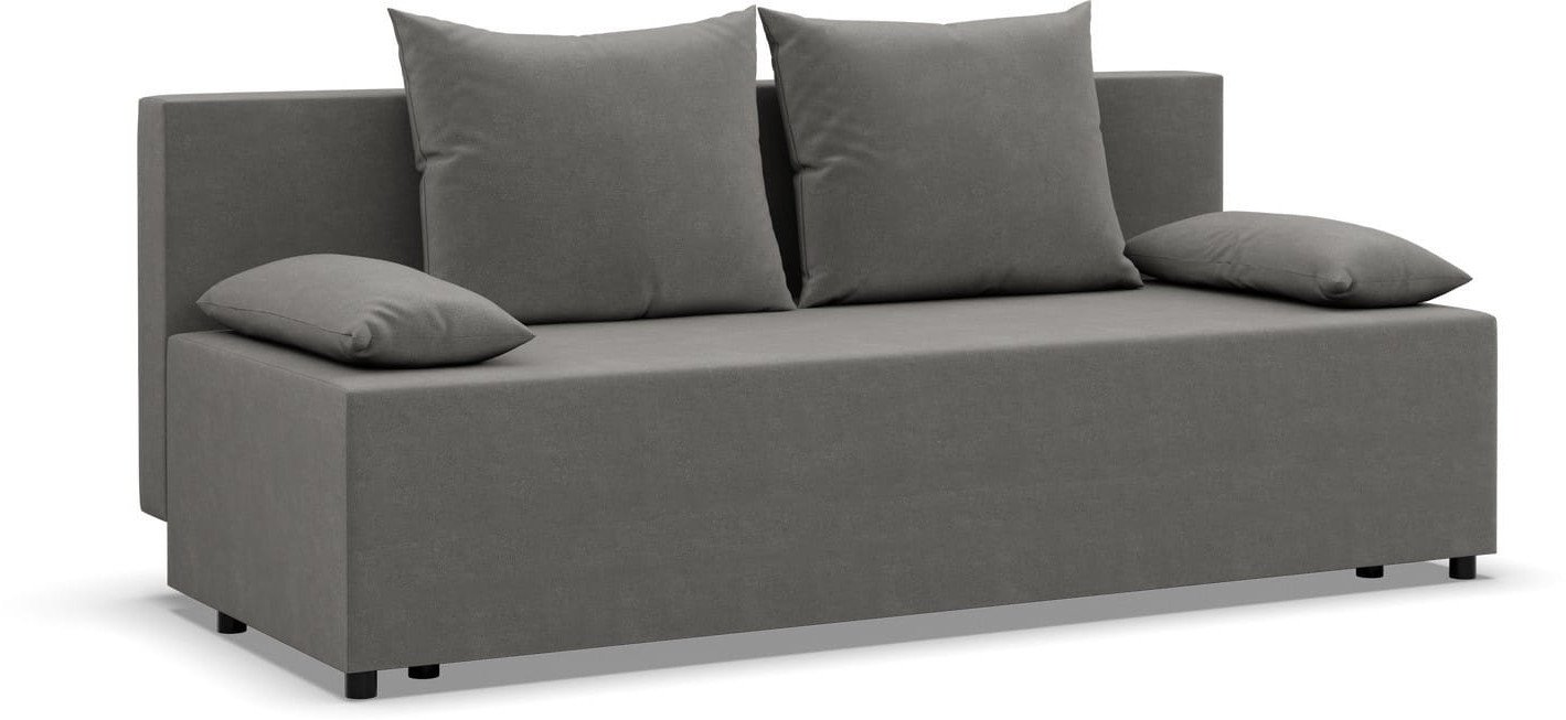 Kanapa rozkładana, Vista, velvet, 191x92x95 cm, jasny szary | TYLETEGOTU