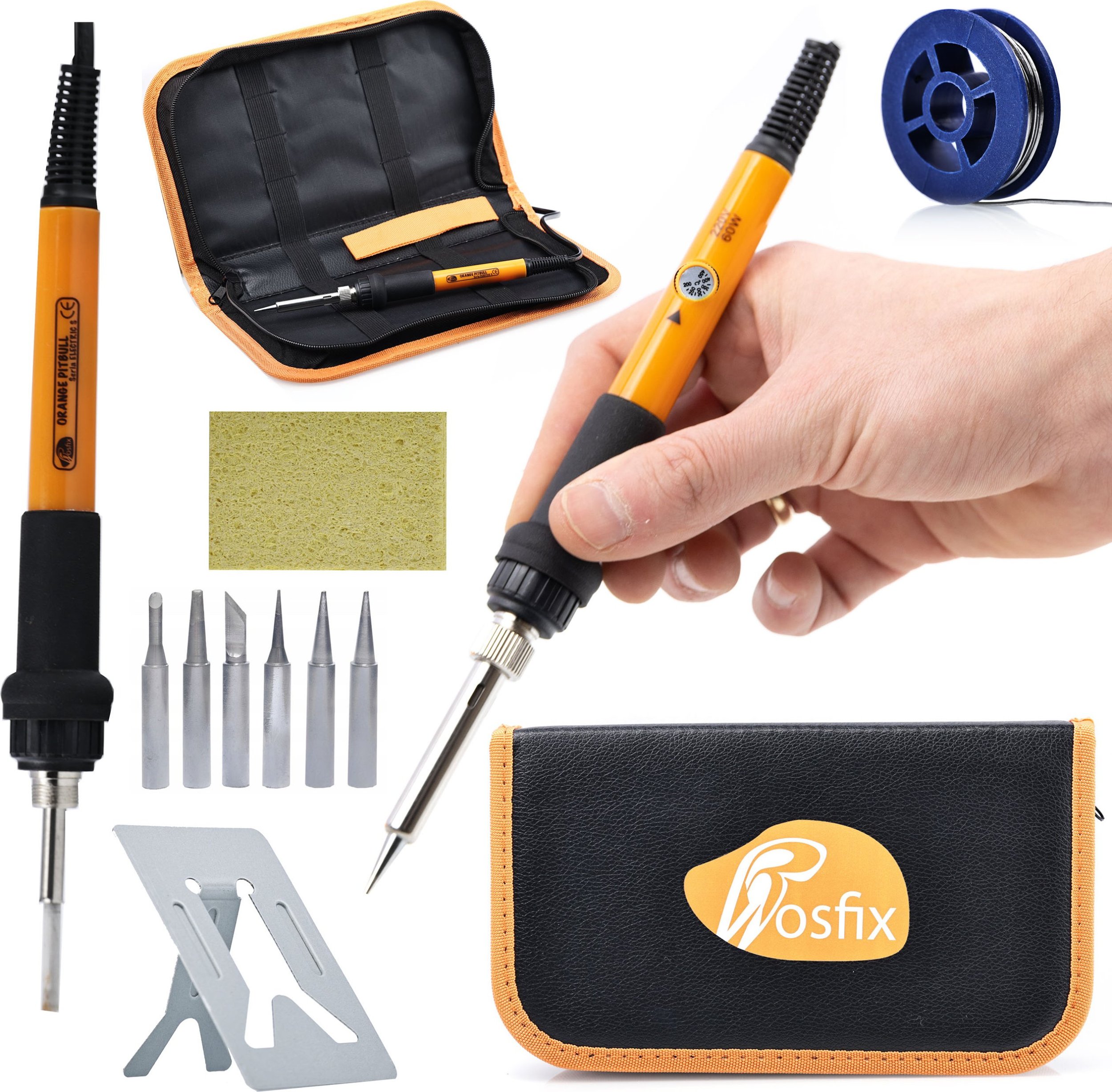 Rosfix ZESTAW LUTOWNICA PRECYZYJNA REGULACJA 60W GROTY PODSTAWKA CYNA CZYŚCIK ETUI