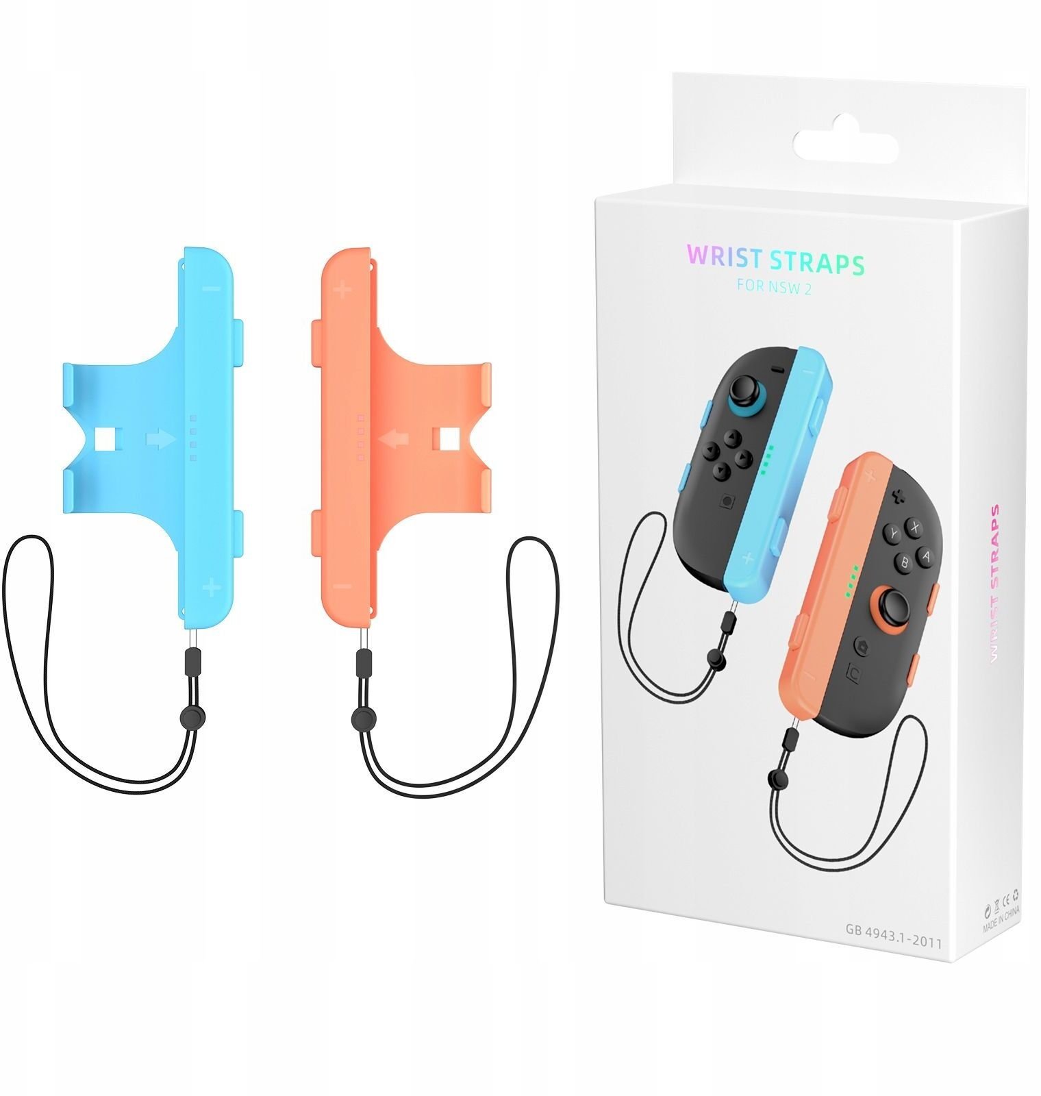 2x Uchwyt Grip Na Joycon Joy-con Pionowy + Pasek Nintendo Switch 2 / Nsw 2 / Jys-ns2280 / Niebieski - Pomarańczowy