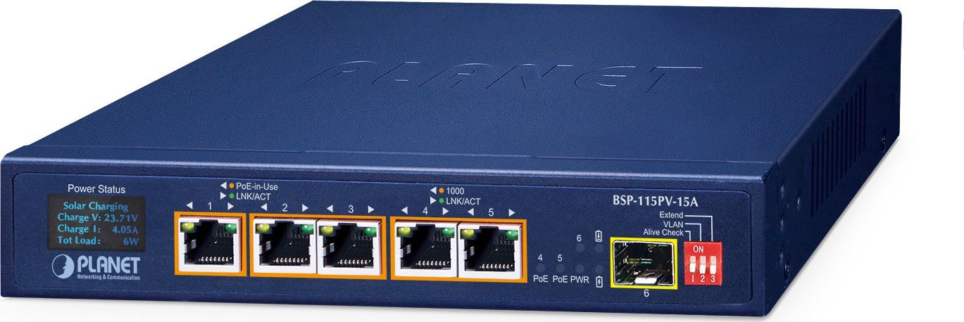PLANET BSP-115PV-15A łącza sieciowe Nie zarządzany Gigabit Ethernet (10/100/1000) Obsługa PoE Niebieski