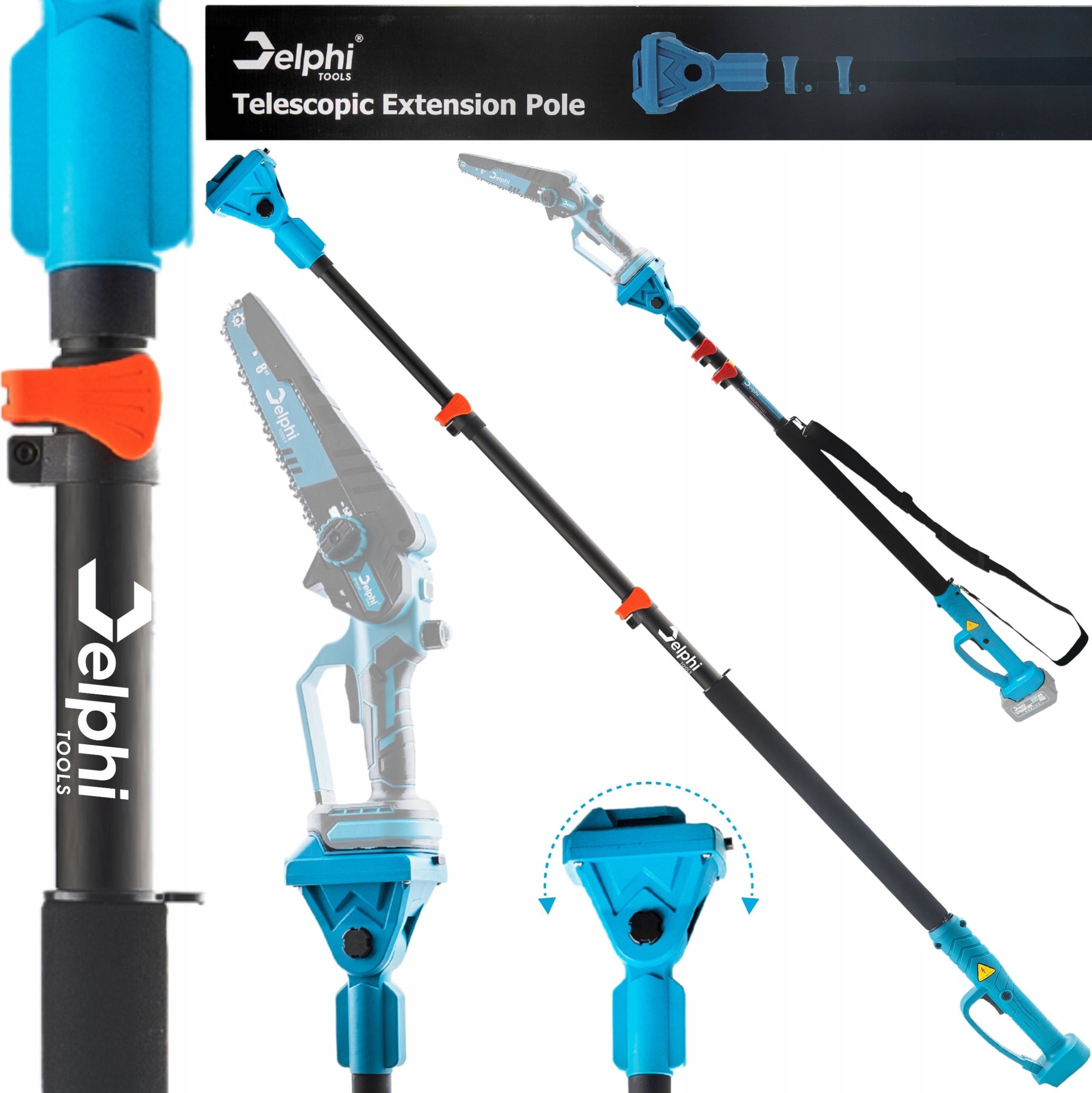 Delphi Tools WYSIĘGNIK TELESKOPOWY PRZEDŁUŻKA RAMIĘ DO PIŁY PILARKI DO GAŁĘZI 120-240 CM
