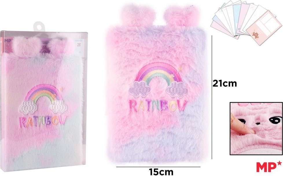 Futrzany notes A5 tęcza