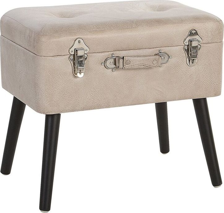 Beliani Stołek ze schowkiem ekoskóra beżowy MALLARD