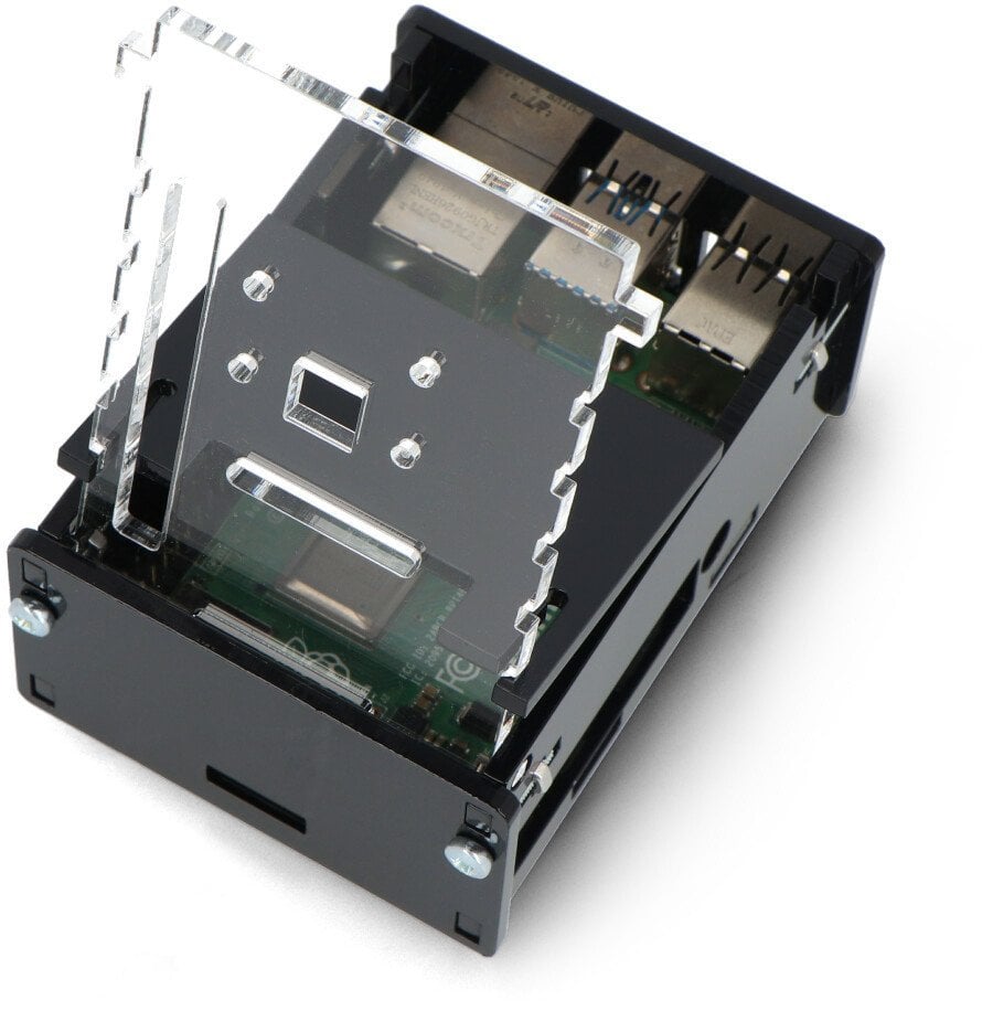 Obudowa do Raspberry Pi 4B z regulowanym mocowaniem na kamerę - czarna}