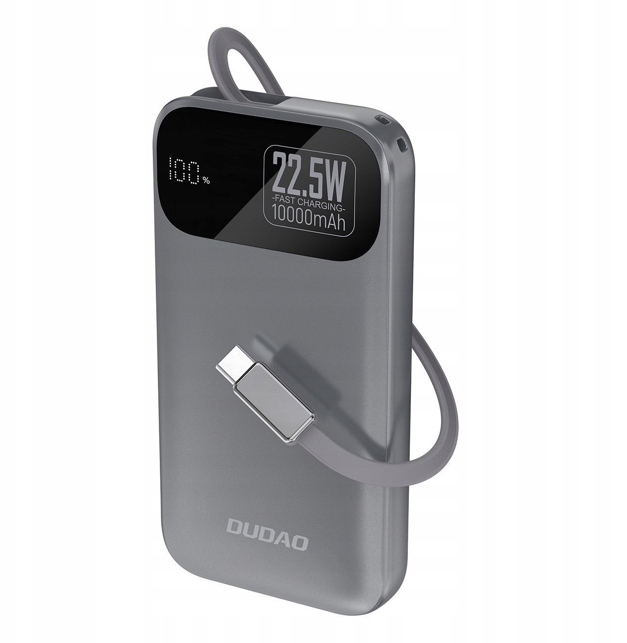 Powerbank Dudao K31 10000 mAh 22,5W PD z wbudowanym kablem szary