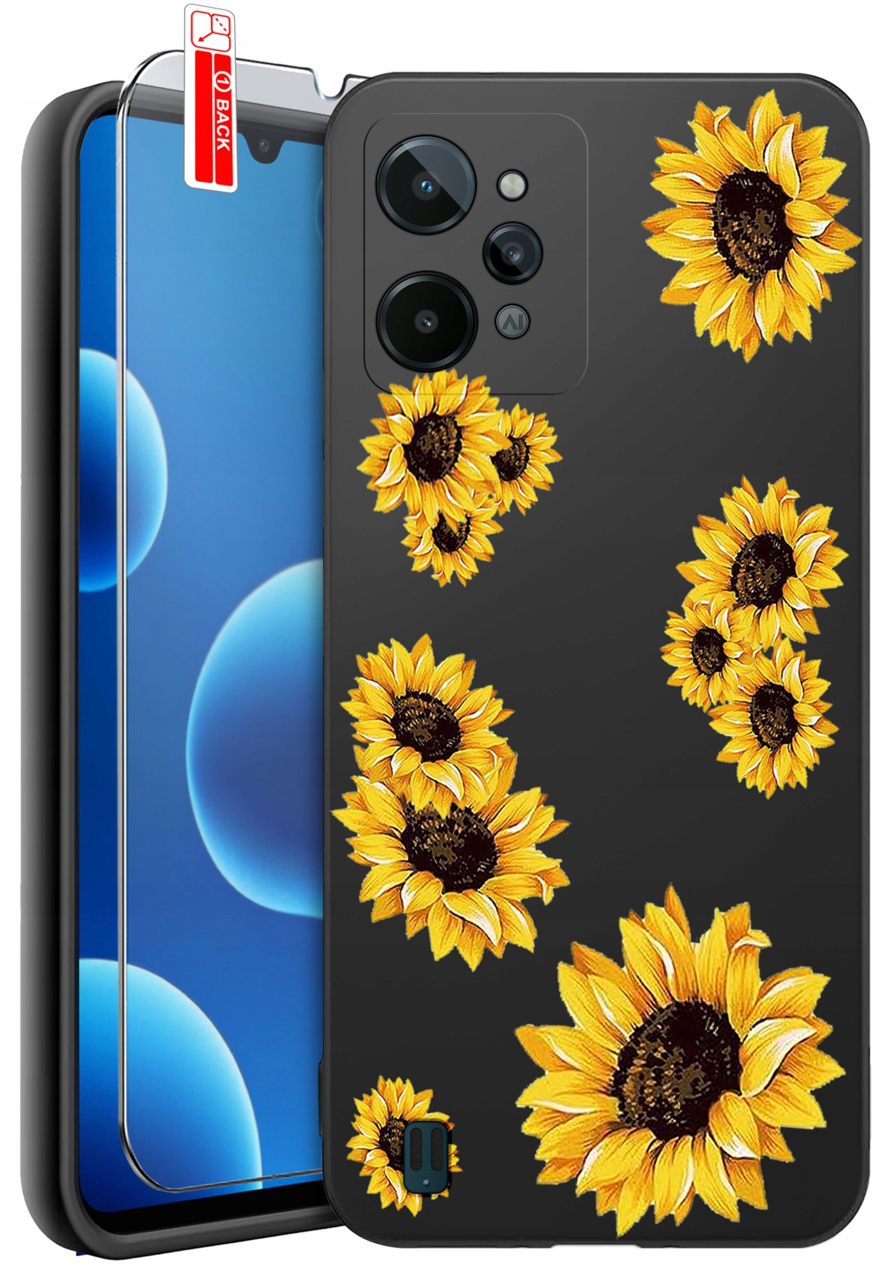 ETUI do Realme C31| WZORY | SILIKONOWE MATT CASE + SZKŁO 9H