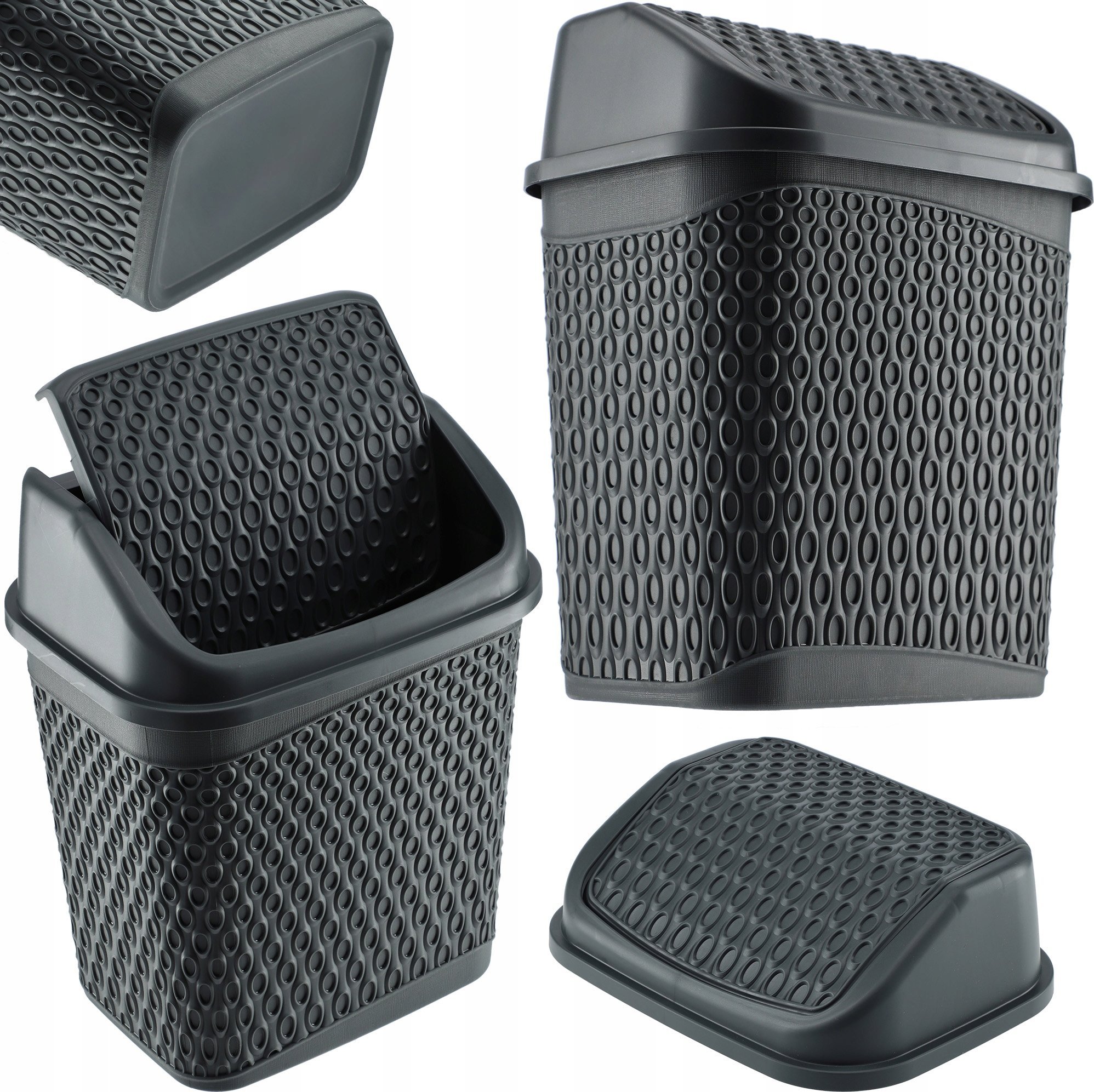 Kadax KADAX Kosz Na Śmieci Łazienkowy Szary 6,2L Uchylny Pojemnik Do Łazienki