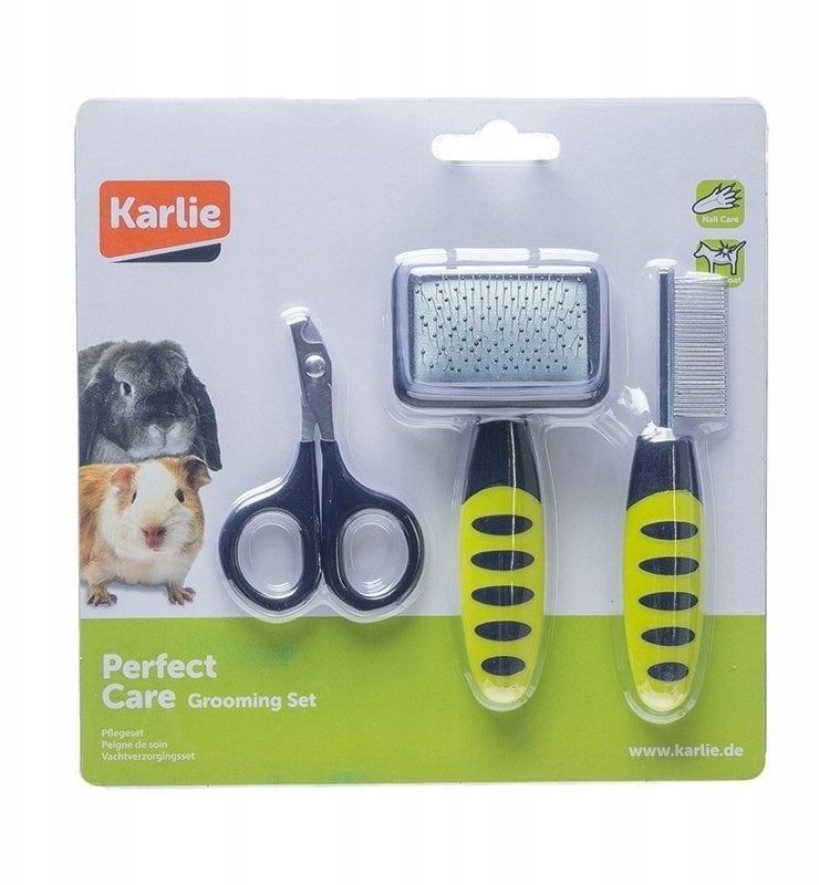 KARLIE Rodent, zestaw do pielęgnacji dla gryzonia, grzebień, szczotka, nożyczki