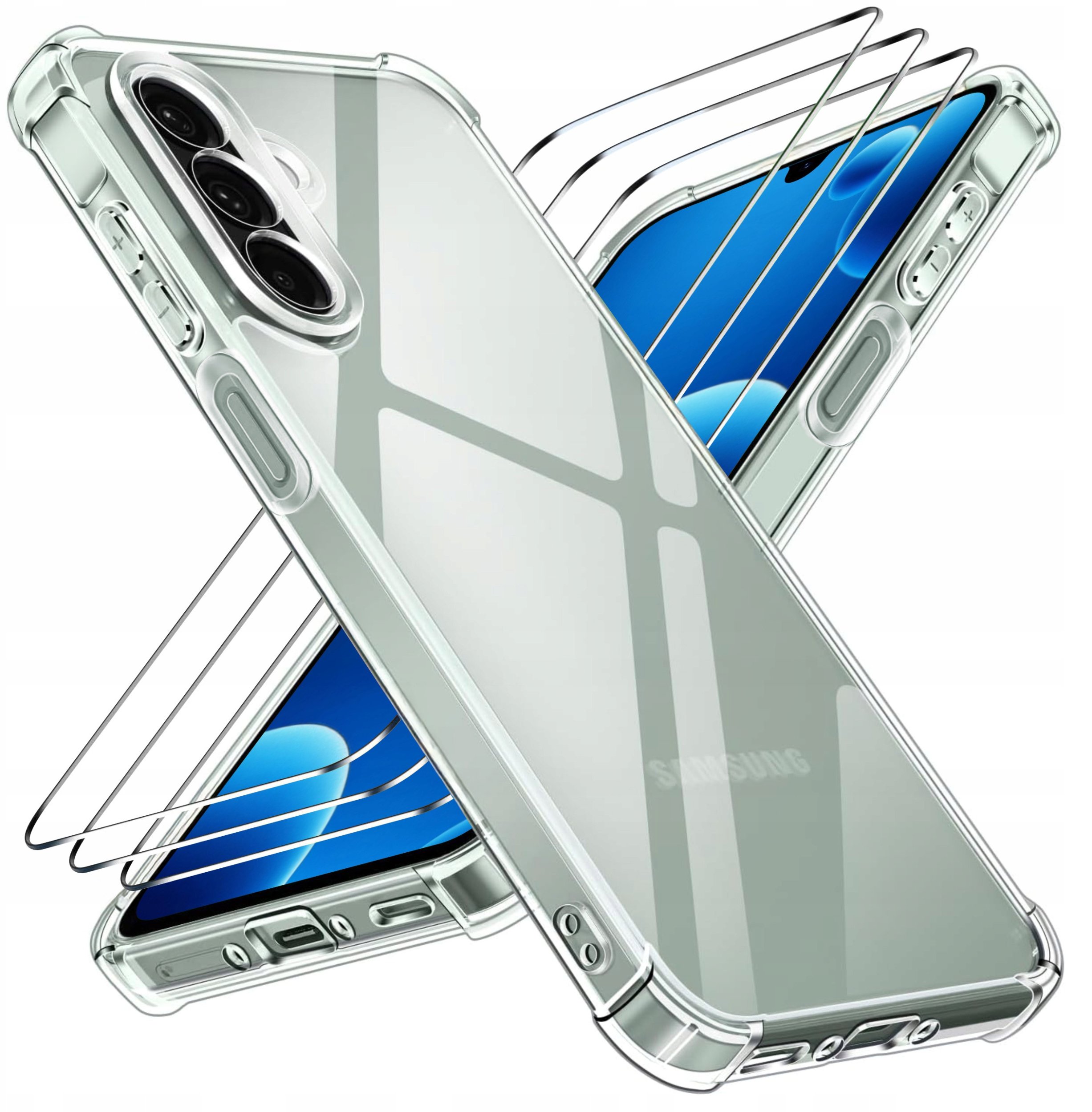 Etui PANCERNE Wzmacniane do Samsung A17 5G ANTI-SHOCK CLEAR CASE + 3x SZKŁO