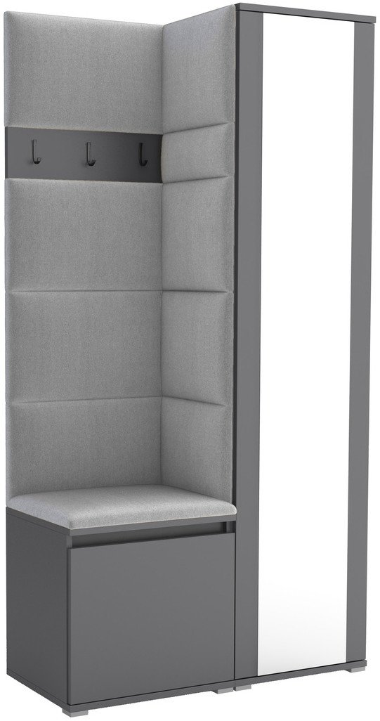 Tapicerowana garderoba Noris VI z lustrem - antracyt + tkanina Trinity 32