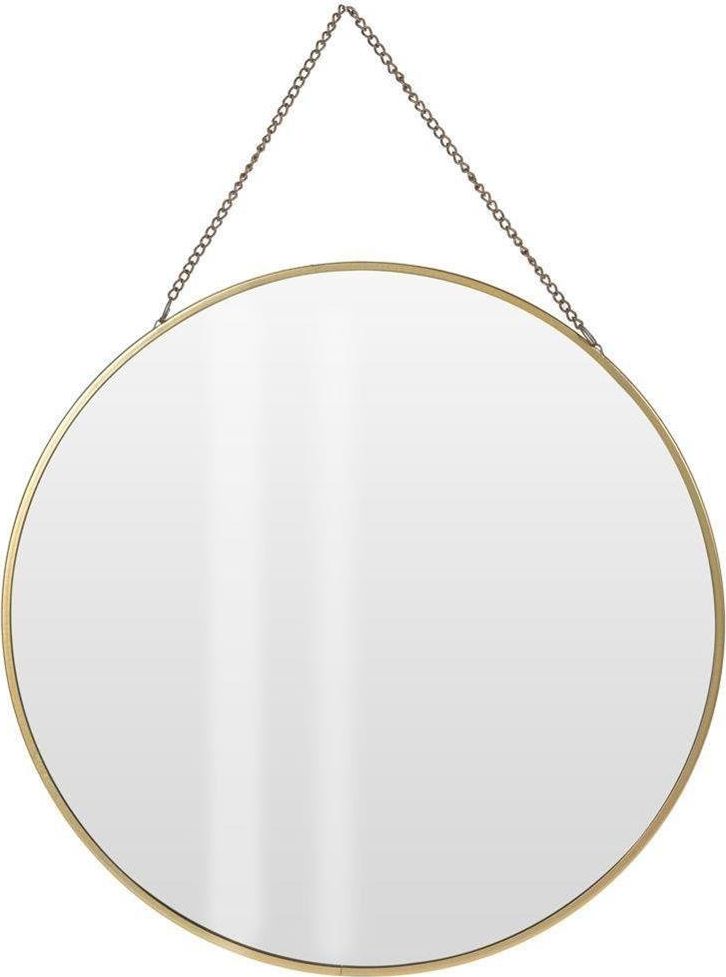 Home Styling Collection Lustro na łańcuszku w złotej metalowej ramie okrągłe