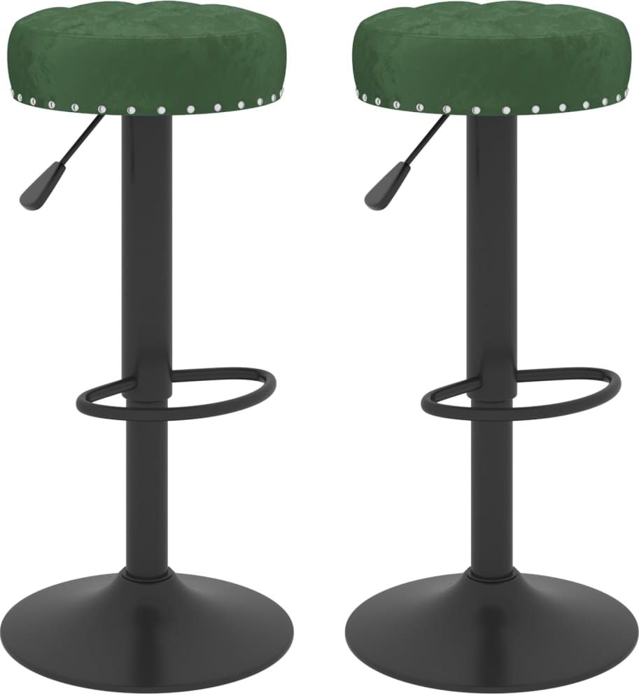 vidaXL Stołki barowe, 2 szt., ciemnozielone, obite aksamitem